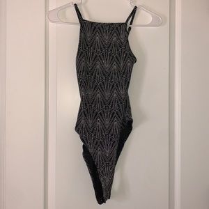 Black and Silver Glitter Bodysuit One Piece 🖤🤍
